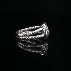 David Yurman Albion Ring Blue Topaz Diamond Halo Sterling Silver Size 5 Vintage