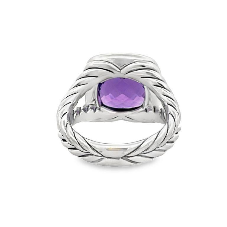 Taglio cuscino David Yurman Anello Albion Cuscino Ametista 7,00CT Rotondo Melle 0,70CT A. Silver in vendita
