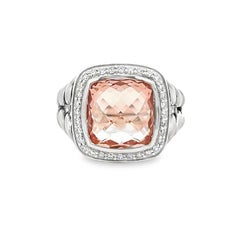 David Yurman Albion Ring Cushion Morganite 7.00CT Round Melle 0.70CT Silver