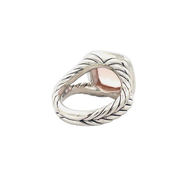 Art Deco David Yurman Albion Ring Cushion Morganite 7.00CT Round Melle 0.70CT Silver For Sale