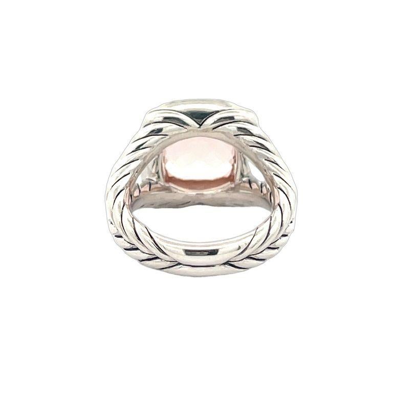 Cushion Cut David Yurman Albion Ring Cushion Morganite 7.00CT Round Melle 0.70CT Silver For Sale