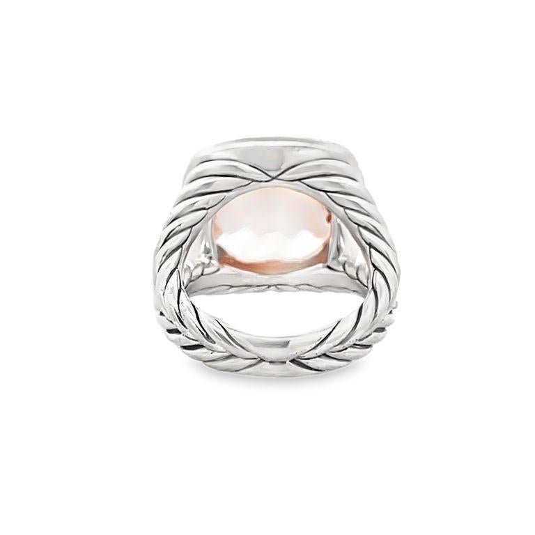 Cushion Cut David Yurman Albion Ring Cushion Morganite 7.00CT Round Melle 0.70CT Silver For Sale
