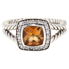 David Yurman Albion Ring, Sterling Silver, 1.62 ctw Citrine and Diamond