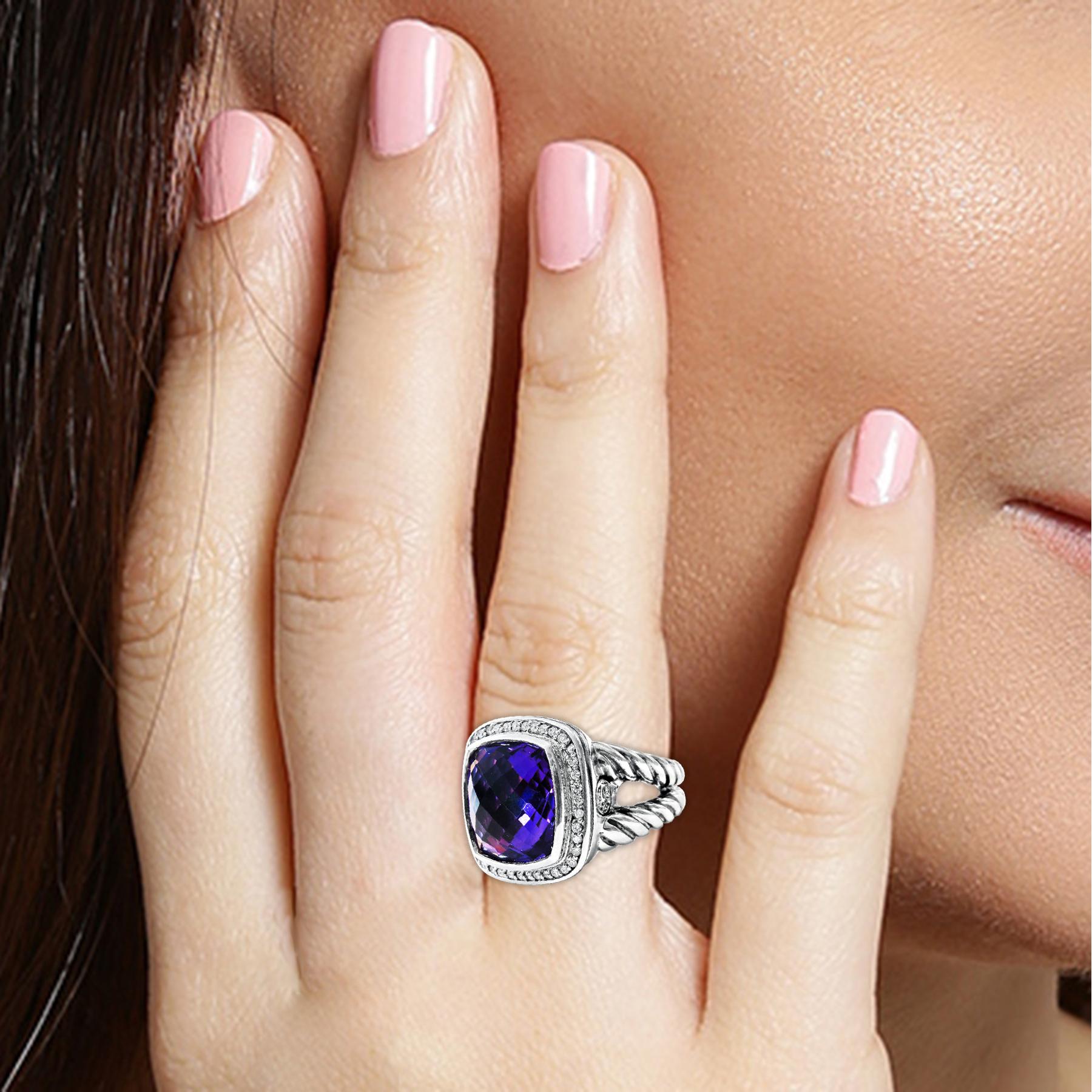 petite albion ring with prasiolite and diamonds