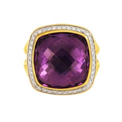 David Yurman Albion Ring with Amethyst and Diamonds in 18 Karat Gold