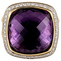 Used David Yurman Albion Ring with Amethyst and Diamonds in 18k Gold