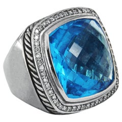 David Yurman Albion Ring with Blue Topaz and Diamonds