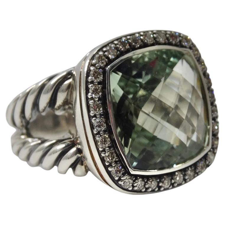 David Yurman Albion Ring with Prasiolite and Diamonds For Sale