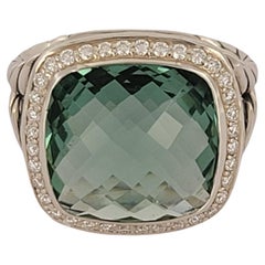 David Yurman Albion Ring with Prasiolite and Diamonds Size 8