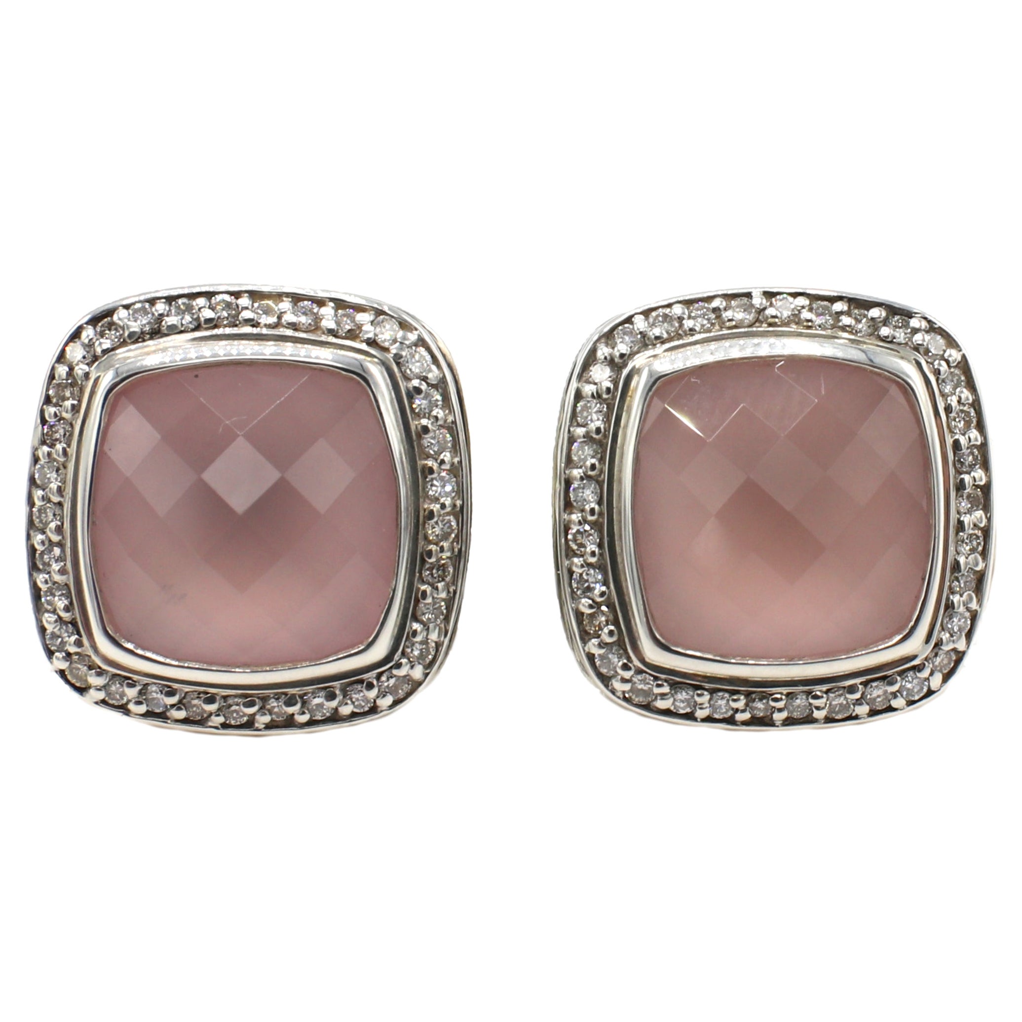 David Yurman Albion Rose Quartz & Diamond Sterling Silver Earrings