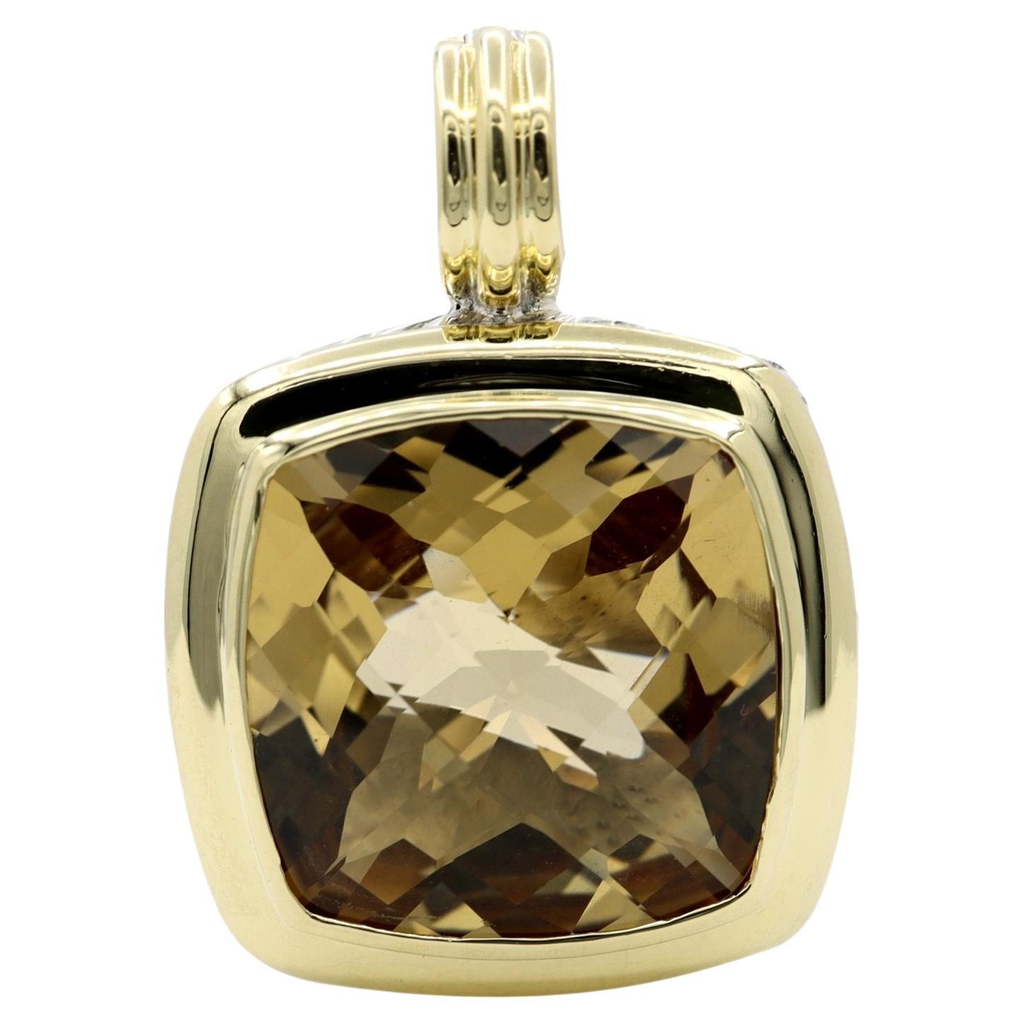 David Yurman Albion Silver 18k Gold Citrine Enhancer Pendant Extra Large