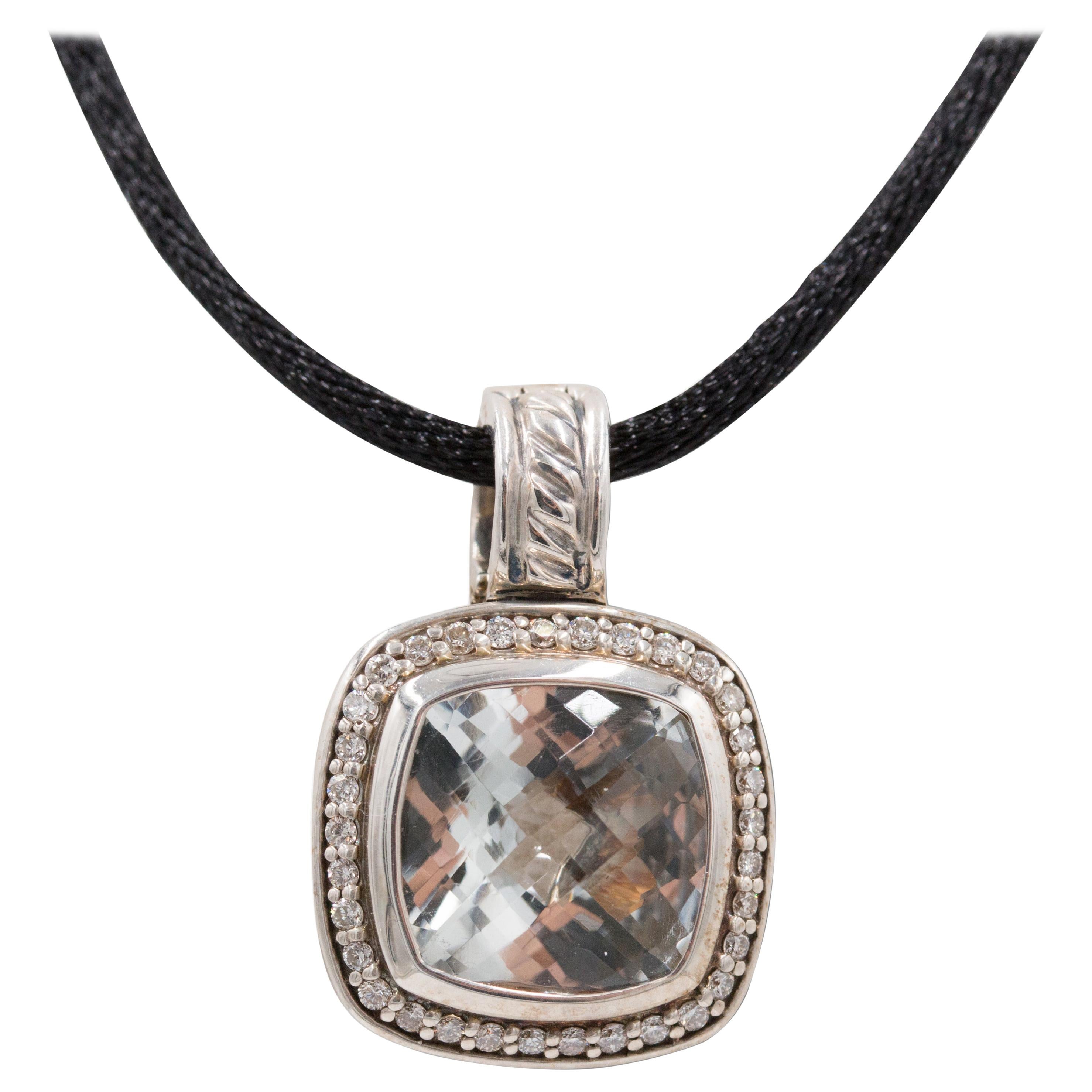David Yurman Albion Silver Diamond and Prasiolite Pendant
