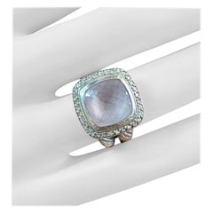 David Yurman Albion Silver Moon Quartz Diamond Ice Ring Size 6
