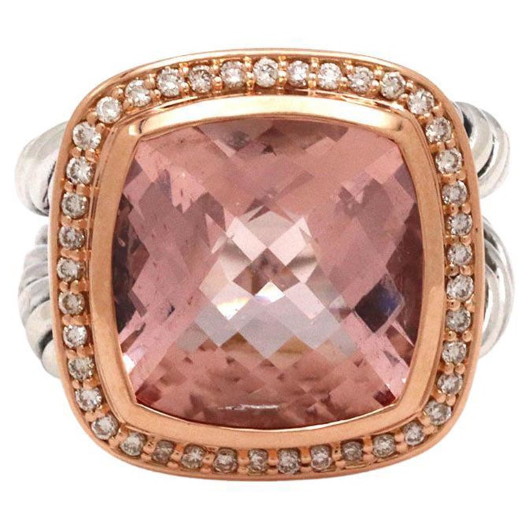 David Yurman Albion Silber Ros�égold Diamant und Morganit Ring