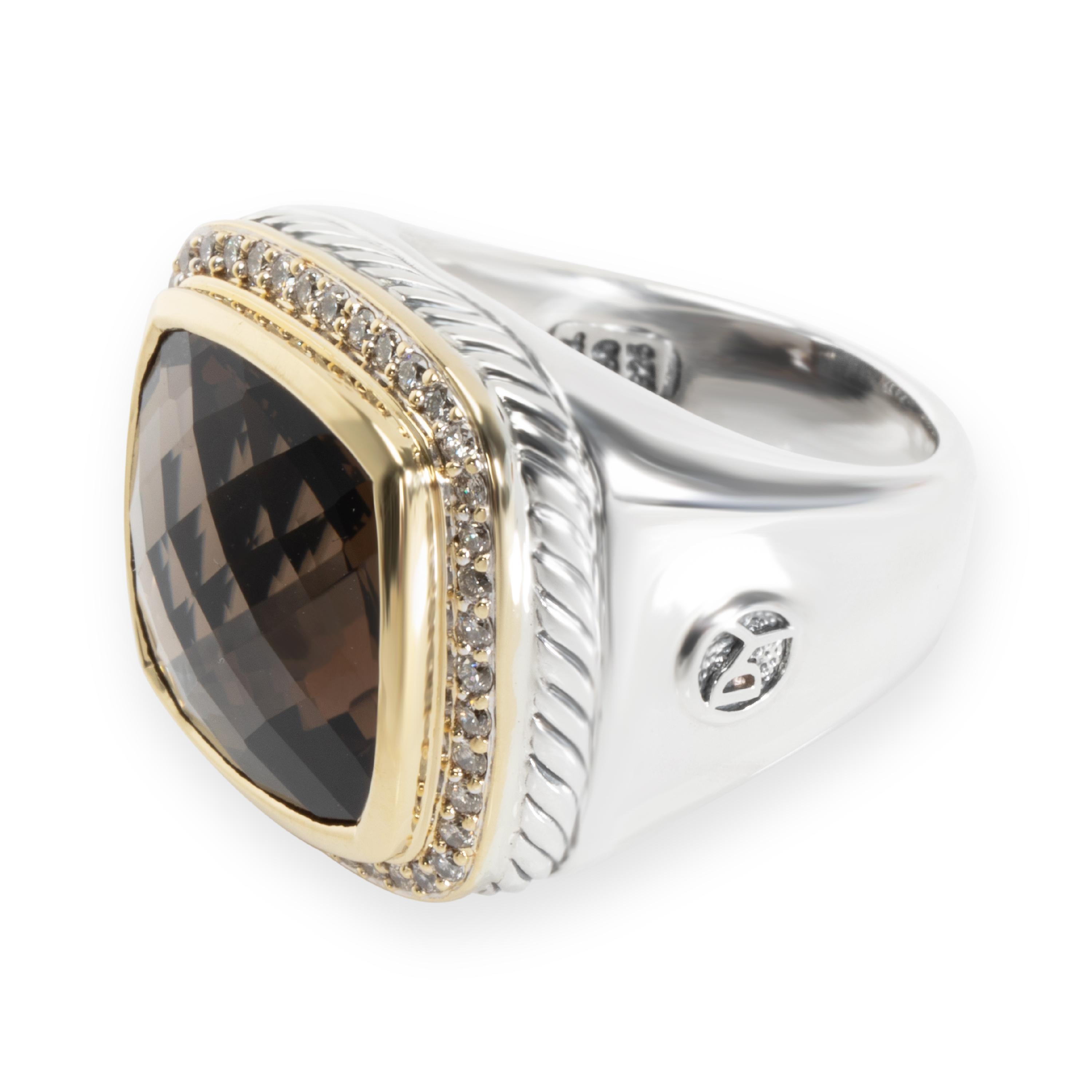 Retails for 4,500 USD. In excellent condition and recently polished. Ring size is 7. Comes with the original box. 14mm Smokey Topaz.
