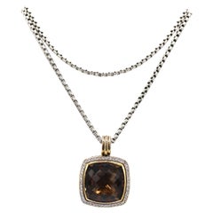 David Yurman Albion Rauchquarz &amp; Diamant Große Verzierung Halskette auf Box Kette