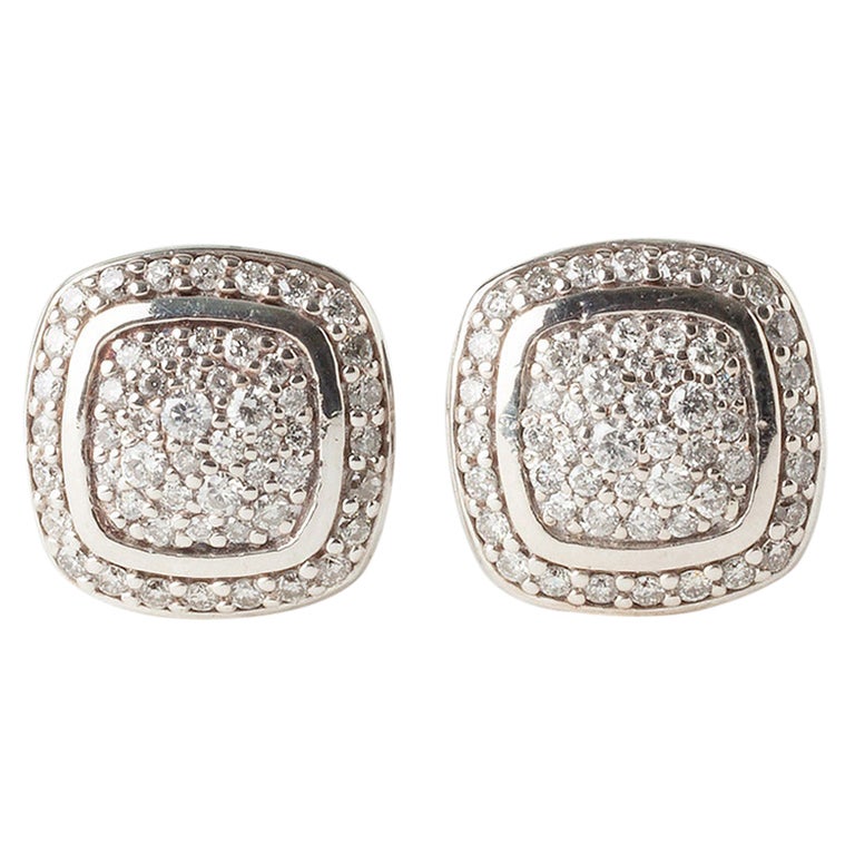 David Yurman Albion Sterling Silver 0.50ct Round Diamond Studded Earrings
