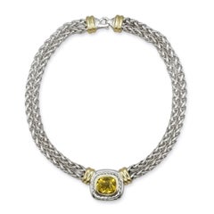David Yurman Albion Sterling Silver 14K Gold Citrine Necklace