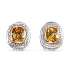 David Yurman Albion Sterling Silver & 14k Yellow Gold Citrine Earrings