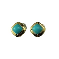 David Yurman Albion Sterling Silver & 18K Yellow Gold Turquoise Earrings #21377