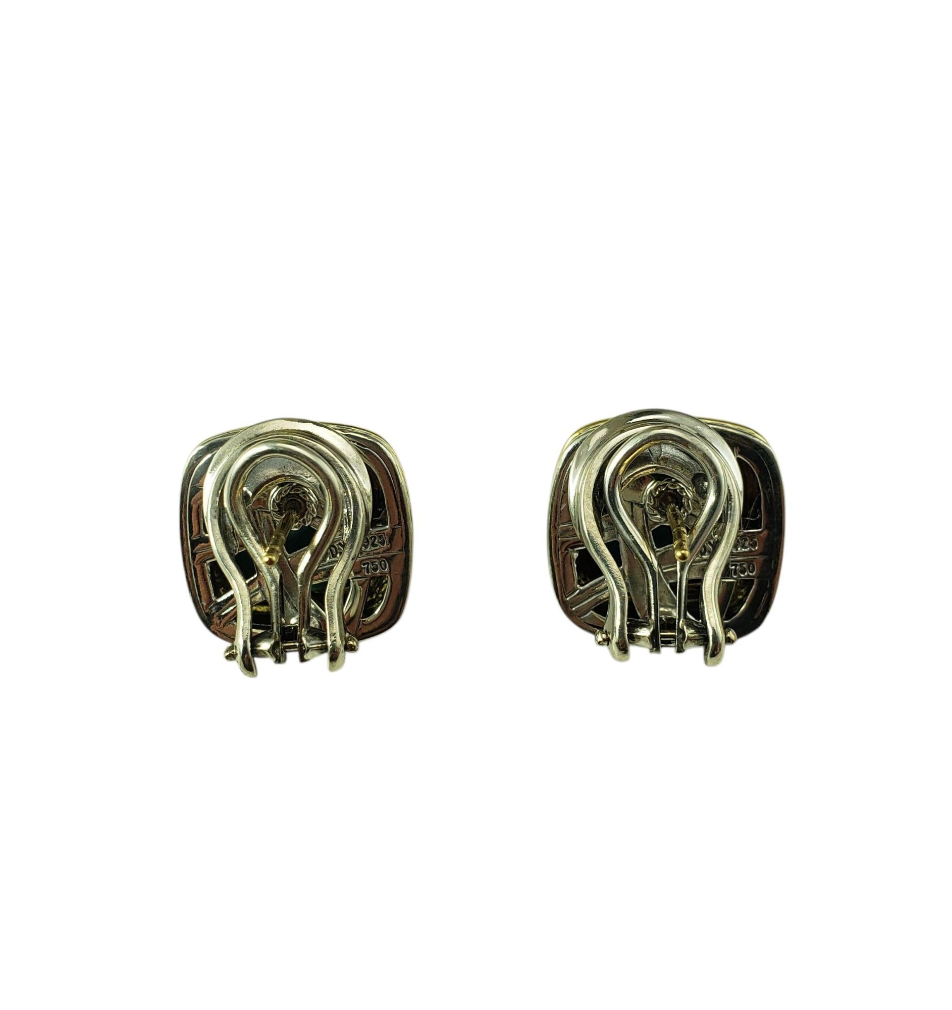 David Yurman Albion Sterling Silver & 18K Yellow Gold Turquoise Earrings #21377 In Good Condition In Washington Depot, CT