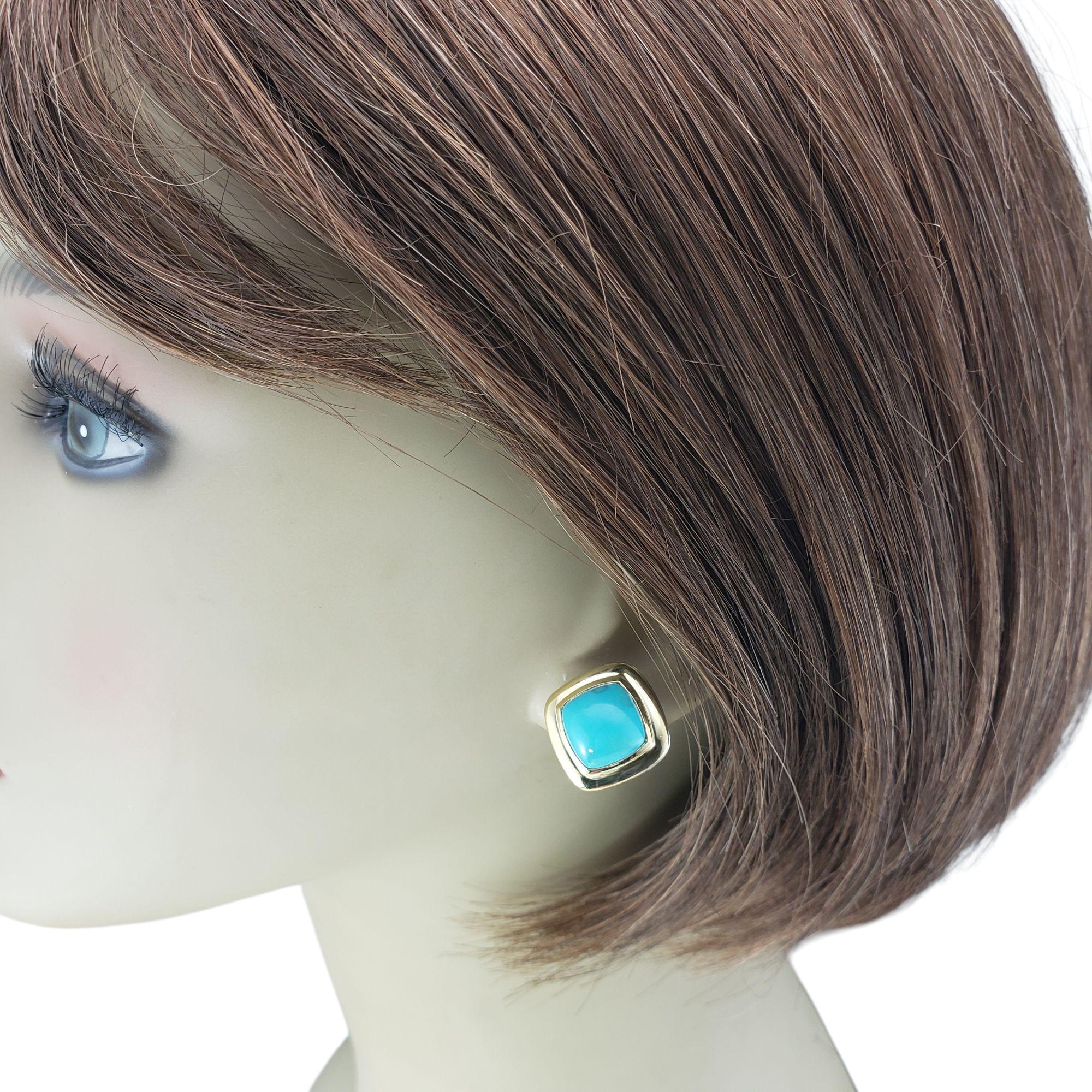 David Yurman Albion Sterling Silver & 18K Yellow Gold Turquoise Earrings #21377 2