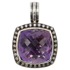 David Yurman Albion Sterling Silver Amethyst & Natural Diamond Pendant Enhancer