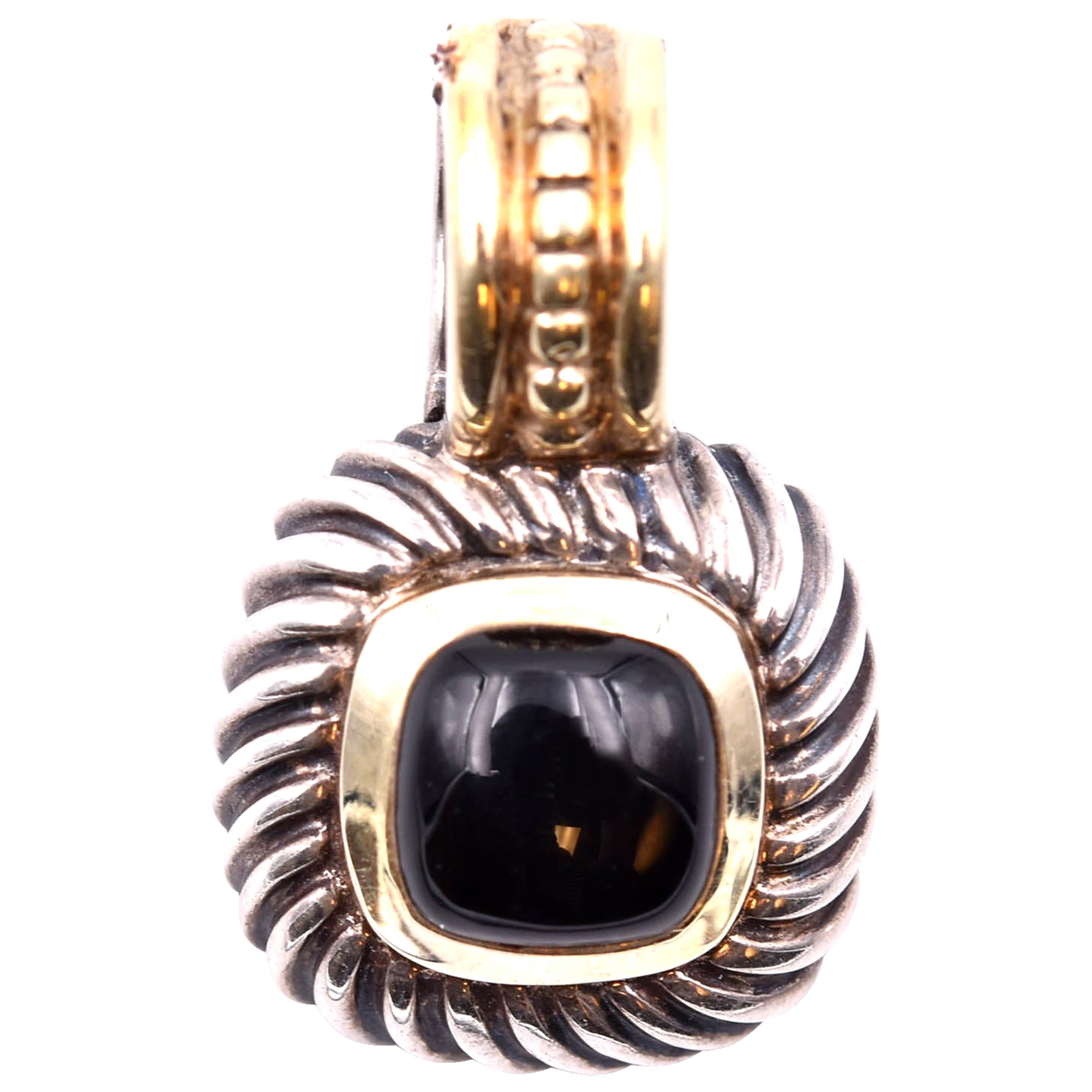 David Yurman “Albion” Sterling Silver and 14 Karat Gold Black Onyx Necklace