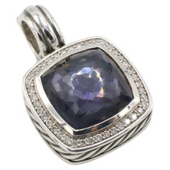 David Yurman Albion Sterling Silver Black Orchid & Natural Diamond Pendant 14mm