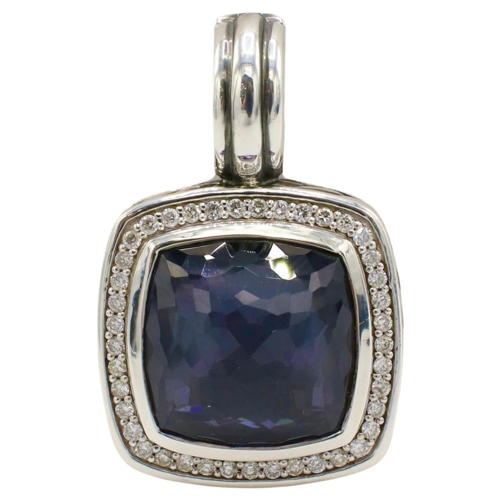 David Yurman Albion Sterling Silver Black Orchid & Natural Diamond Pendant 14mm