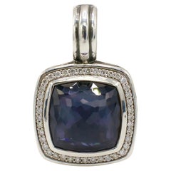 David Yurman Albion Sterling Silver Black Orchid & Natural Diamond Pendant 14mm