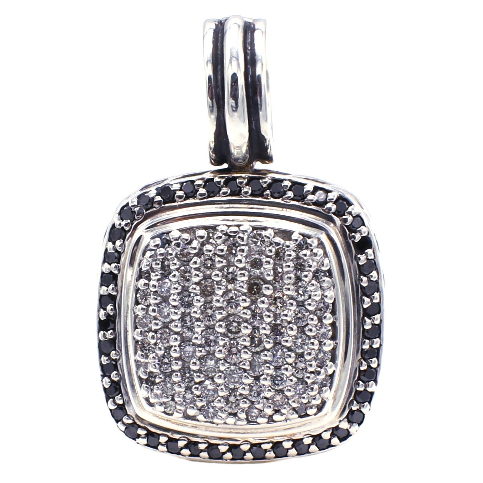 David Yurman Albion Sterling Silber Schwarz & Weiß Pave Diamant Anhänger Enhancer