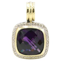 David Yurman Albion Sterling Silver & Gold Amethyst Natural Diamond Pendant