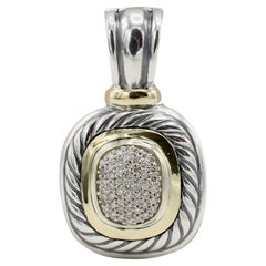 David Yurman Albion pendentif en argent sterling et pavé d'or orné de diamants naturels