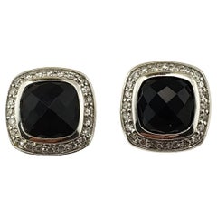 David Yurman Albion Sterling Silver Onyx and Diamond Stud Earrings