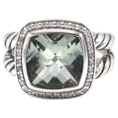 David Yurman Albion Sterling Silver Prasiolite & Diamond Cocktail Ring