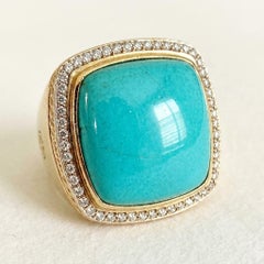 Anillo de cóctel «Albion» de David Yurman con turquesa y diamantes, en oro amarillo de 18k