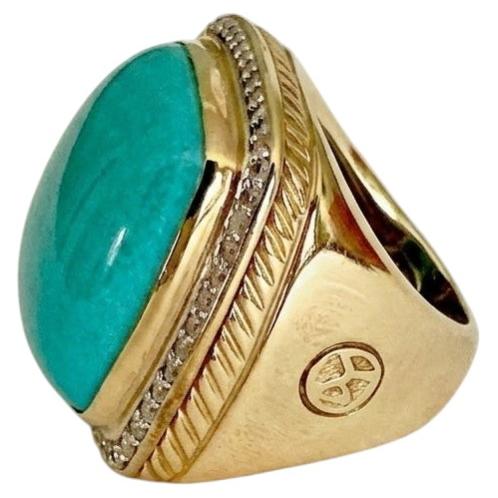 Bague de cocktail « Albion » de David Yurman, en or jaune 18 carats, avec turquoise et diamants