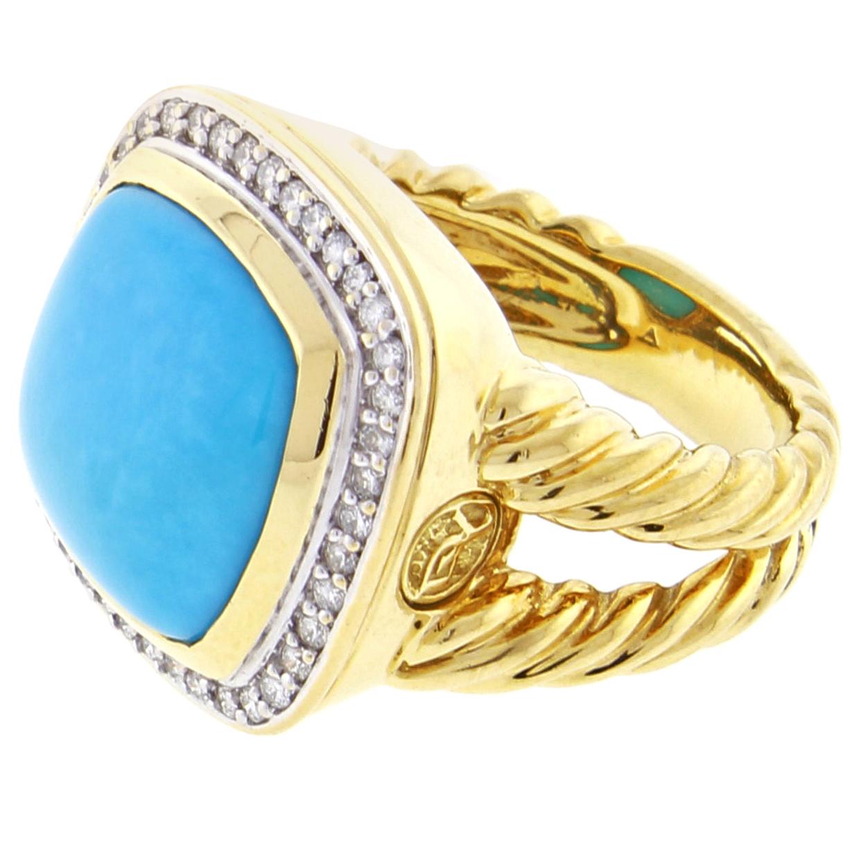 David Yurman Albion Turquoise and Diamond Ring