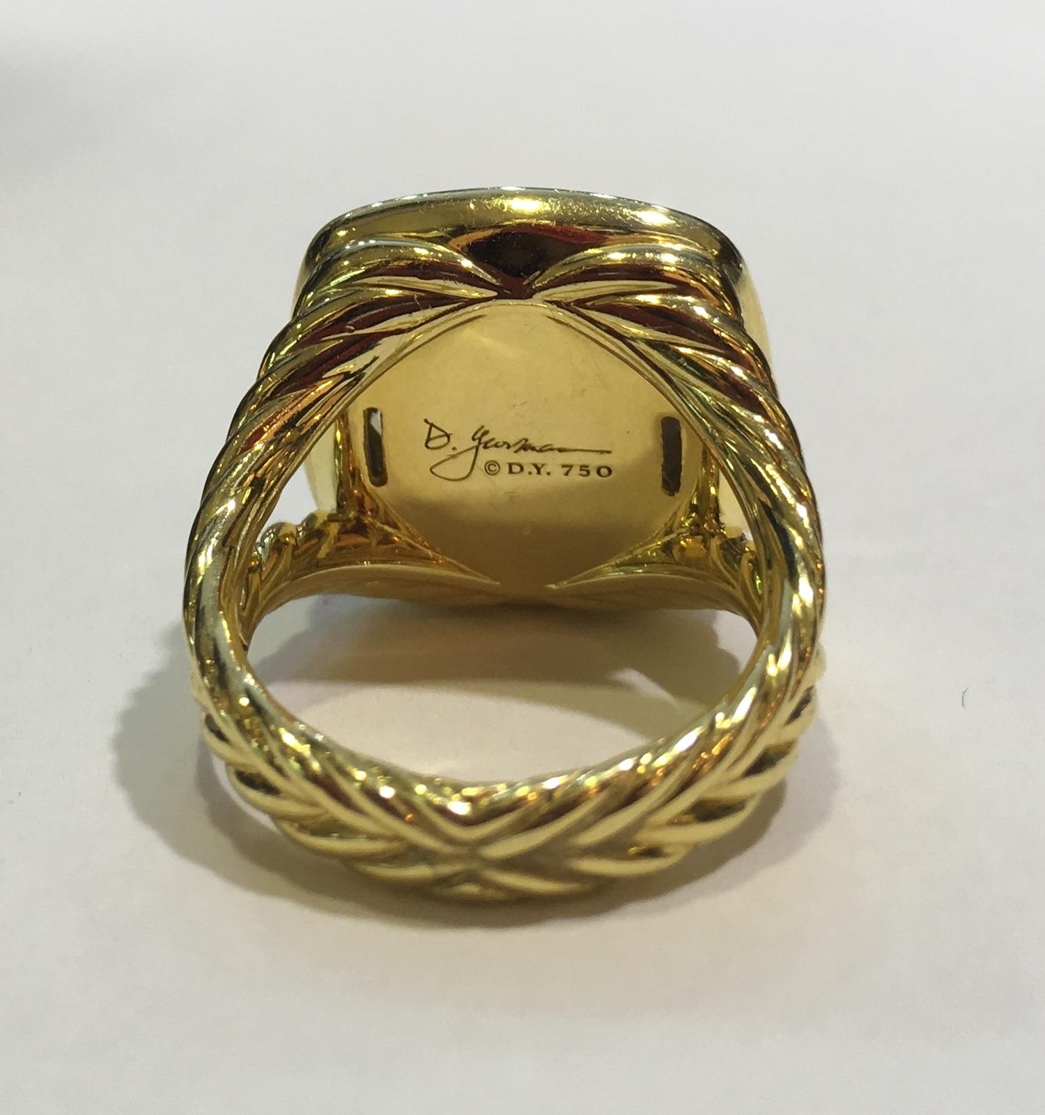 David Yurman Albion Ring aus 18 Karat Gold mit champagnerfarbenem Citrin und Diamanten (Rundschliff) im Angebot