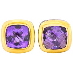 david yurman amethyst earrings David Yurman Amethyst 18 Karat Gold Sterling Silver Earrings
