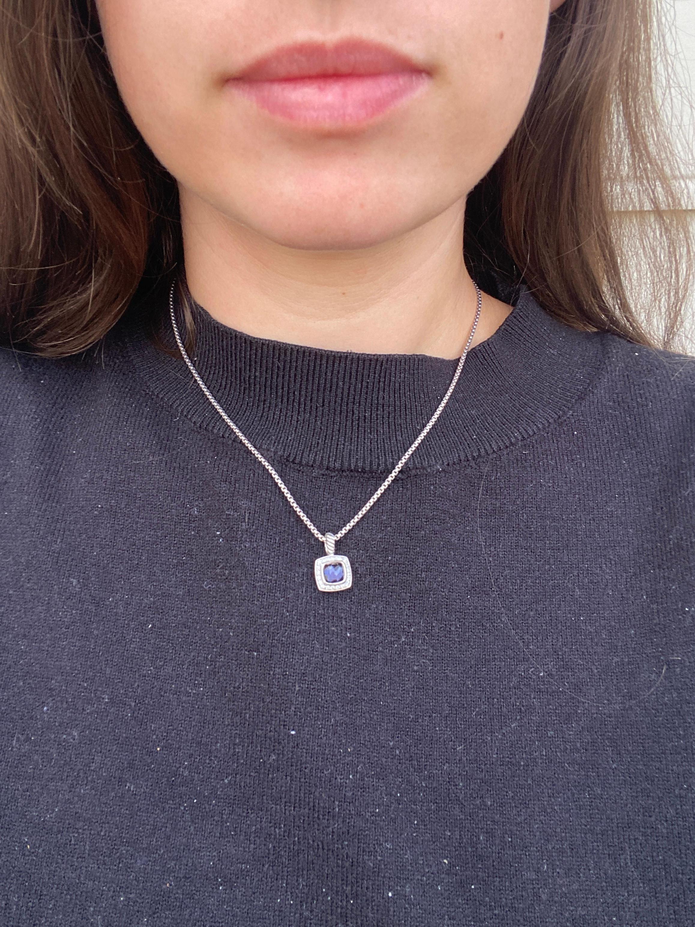 da uomo o donna Catena con ciondolo a scacchiera con ametista e diamanti di David Yurman, SS in vendita