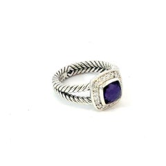 David Yurman Amethyst Black Orquid Diamond Ring Size 7.5 Silver Estate