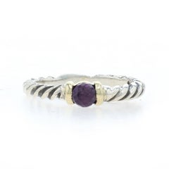 David Yurman Amethyst Kabel Band Sterling 925 Gelbgold 14k Solitär Ring Sz6