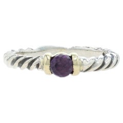David Yurman Amethyst Kabel Band Sterling 925 Gelbgold 14k Solitär Ring Sz6