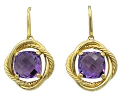 David Yurman - Orecchini pendenti a spirale con ametista in oro giallo 18 kt.