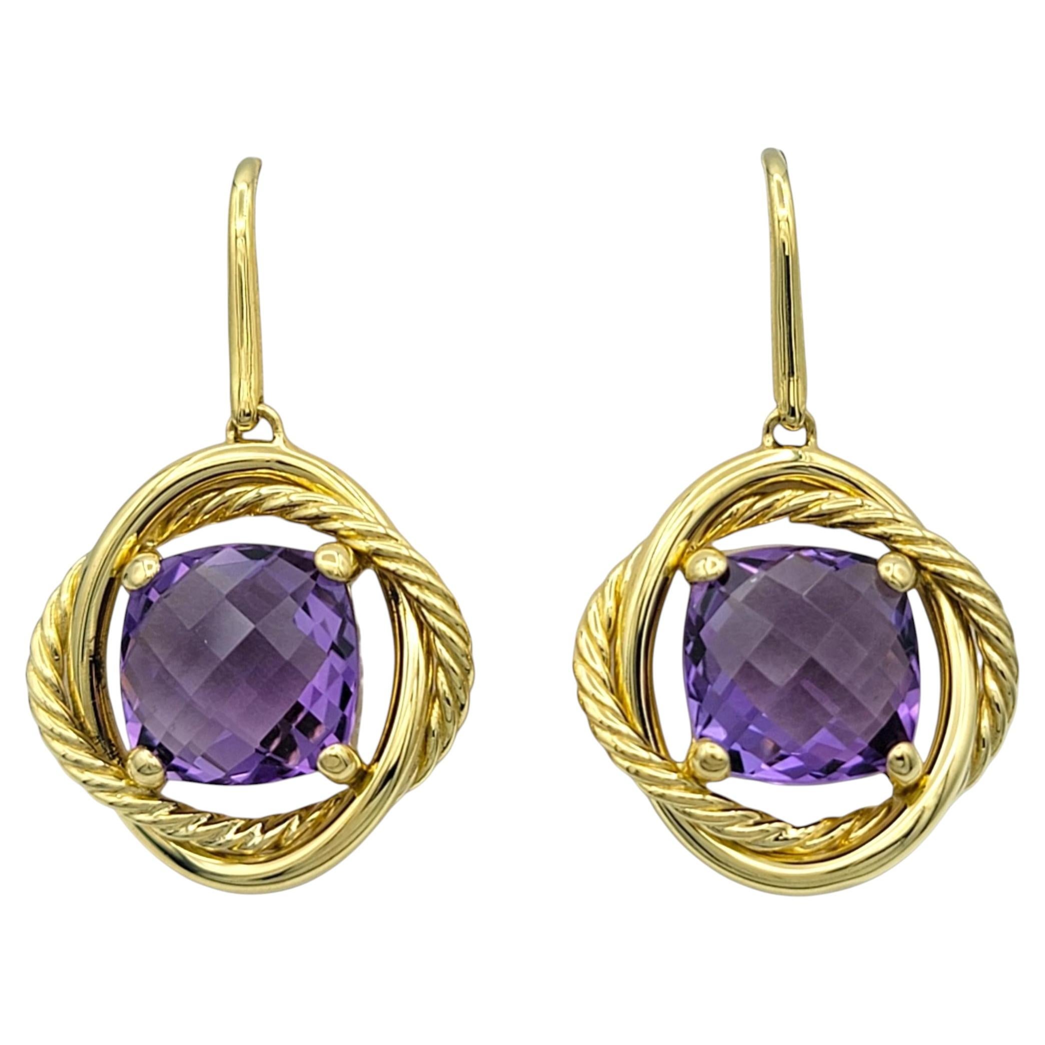 David Yurman - Boucles d'oreilles torsadées en améthyste en or jaune 18 carats en vente