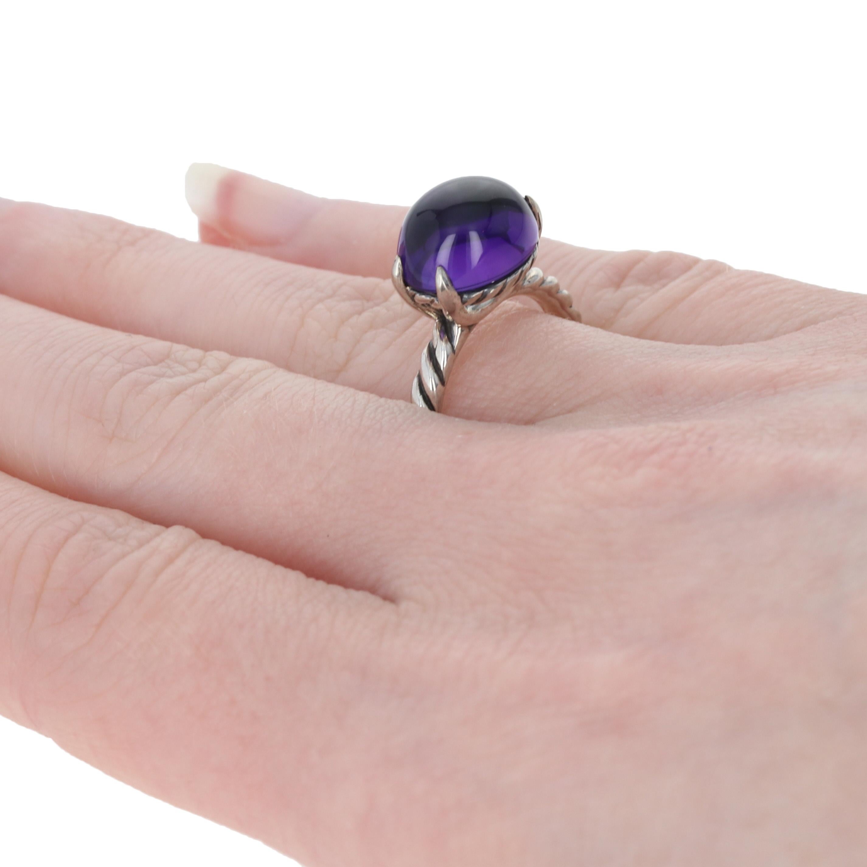 David Yurman Amethyst Cabochon Ring, Sterling Silver Color Classics In Excellent Condition In Greensboro, NC