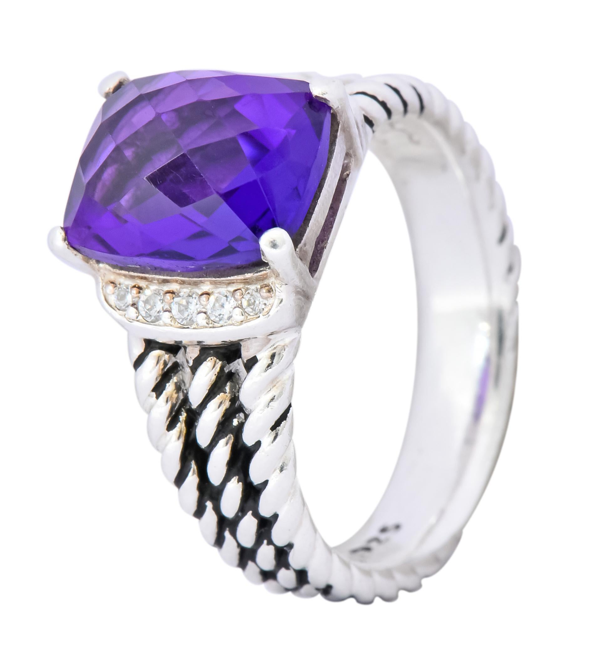 David Yurman Amethyst Diamond Sterling Silver Wheaton Ring 2