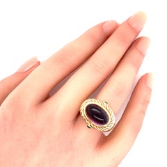 David Yurman 14k Yellow Gold Cable Ring With Amethyst & Green Onyx – Size 7